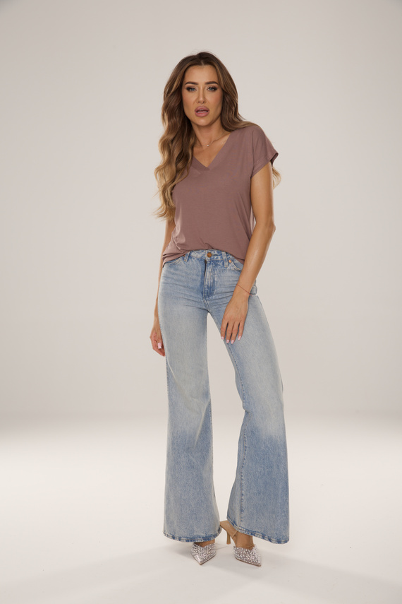 774 Vendy Дамска блуза De Lafense - вискоза, къс ръкав - mocca