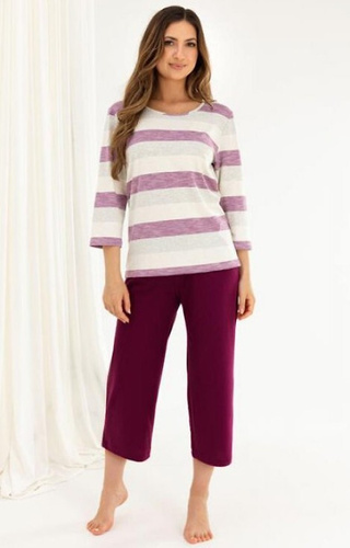 719 Дамска пижама Regina, лилава - вискоза и памук, 3/4 ръкави, 3/4 панталон