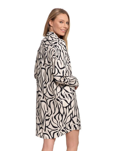 PDK4800-003 Крем нощница Moraj – вискоза, дълги ръкави, закопчаване с копчета