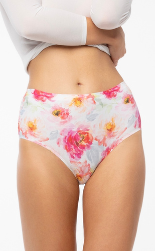 Figi Peony Simple Maxi Figi Damskie Julimex -biały kwiatki