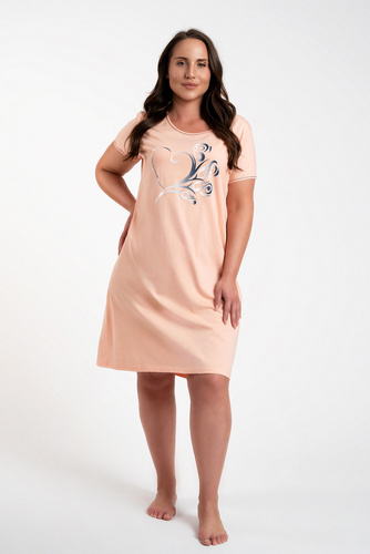 Нощница с къс ръкав Arietta Италианска мода - сьомга