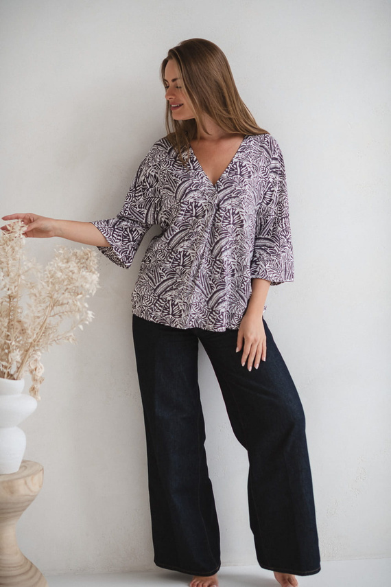 Блуза за бременни и кърмачки Bahama Mama Milk&Love с тропически принт – вискоза, 3/4 ръкав, oversize