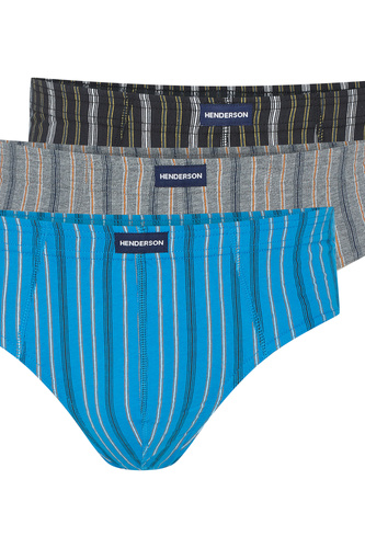 1446 K690 Мъжки слипове Henderson сиво-тюркоазено-черно - памук, 3 броя в кутия
