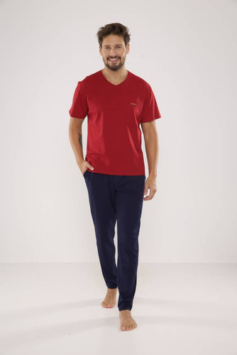 624 Kevin Forex Мъжка пижама - бордо - тъмносиньо