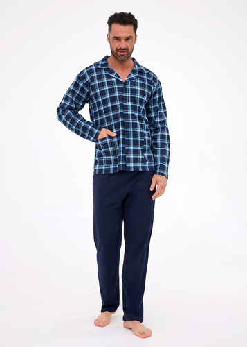 114/81 Мъжка пижама Cornette | Закопчава се с цип, 100% памук, яка и джобове