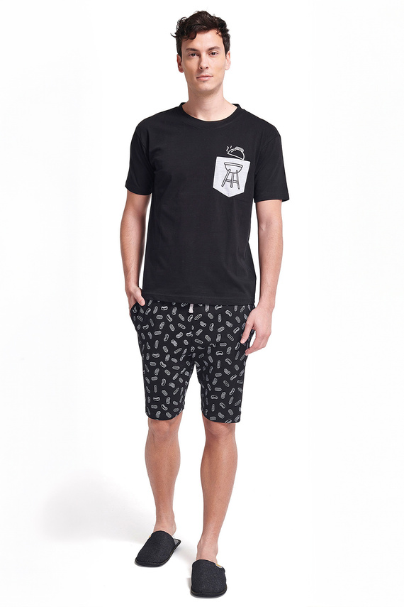 Gianna Мъжка пижама Sorbetto сива – къси ръкави, шорти, щампа, памук