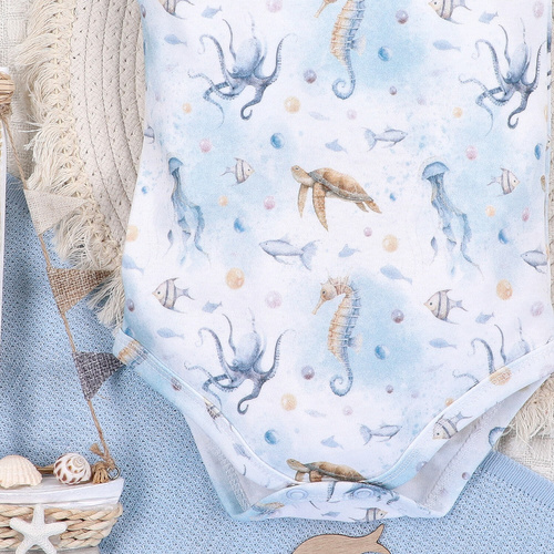 ABN-5447 Боди от органичен памук Nini Sea Of Joy – органичен памук, къс ръкав