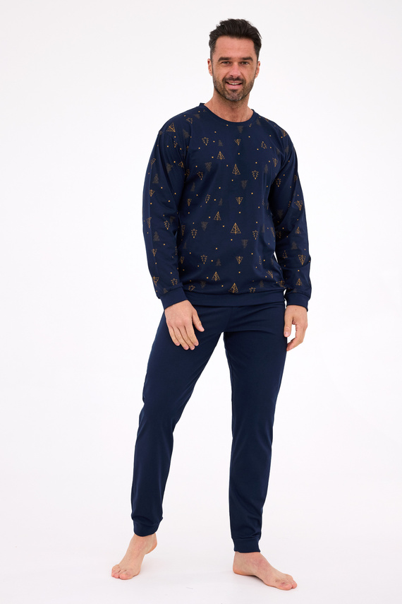 457/299 Night 3 Cornette – мъжка памучна пижама, Коледа, дълъг ръкав, подаръчна кутия
