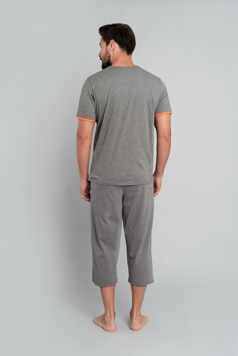 Marek Мъжка пижама с къс ръкав и 3/4 панталон Италианска мода - среден меланж