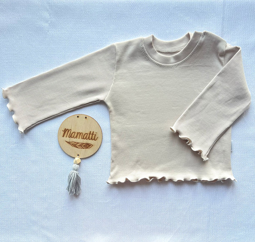 BI012 Момичешка блуза с дълъг ръкав Mamatti - светло бежова