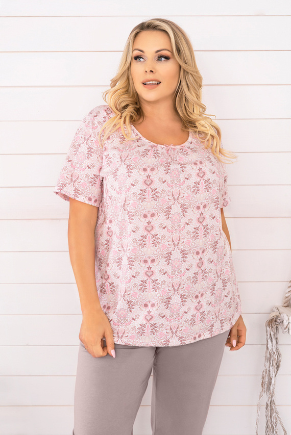 Kalmia Дамска пижама с къс ръкав, 3/4 панталон Италианска мода с щампа