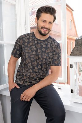 Pinus Пижама Мъжка с къс ръкав и дълъг панталон Италианска мода - принт/графит