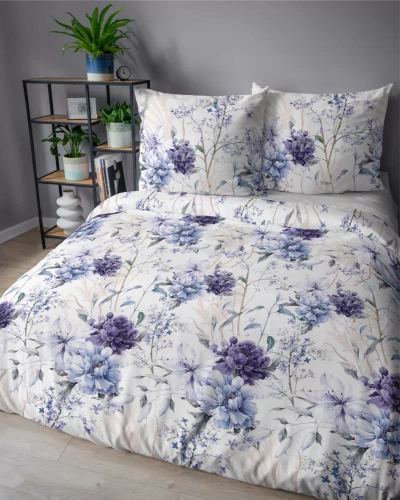 5222 Спално бельо от сатен с акварелни цветя в нюанси на лавандула Detexpol