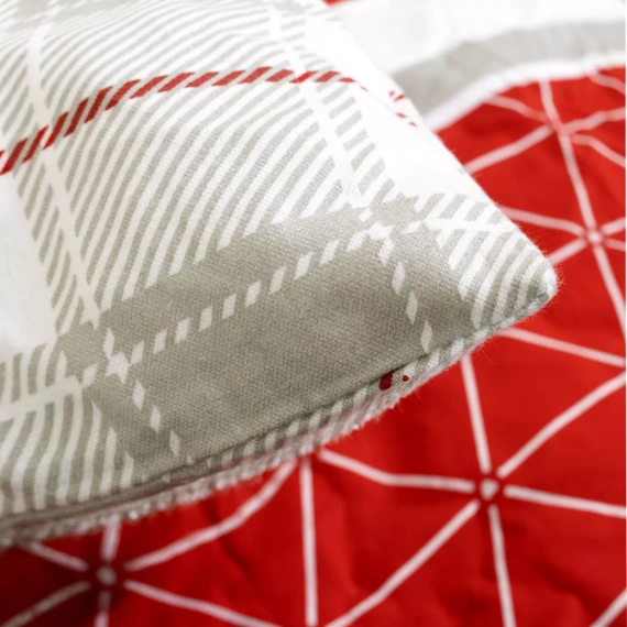 31516/1 Коледен комплект спално бельо от фланел Flannellove Darymex сиво-червено - комплект 100% памук, топъл и мек