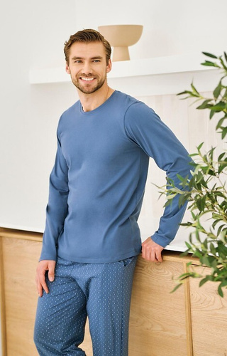 3474 Lorenzo Мъжка пижама Taro jeans – памук, дълъг панталон, джобове