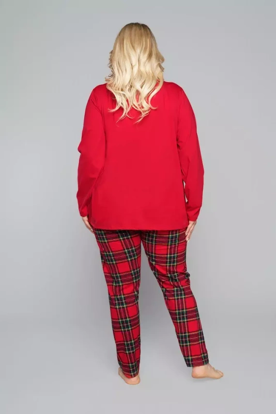 Дамска пижама Zorza с дълъг ръкав и панталон Италианска мода - червено/принт 