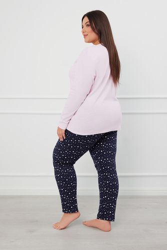 Libra Дамска пижама с дълъг ръкав и панталон Италианска мода - розово/принт 