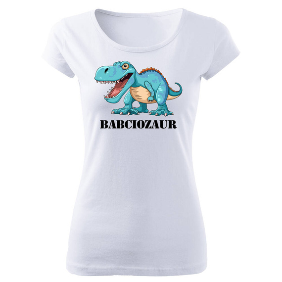 SKU D048 Бяла дамска тениска Moocha "Grandma'saurus".