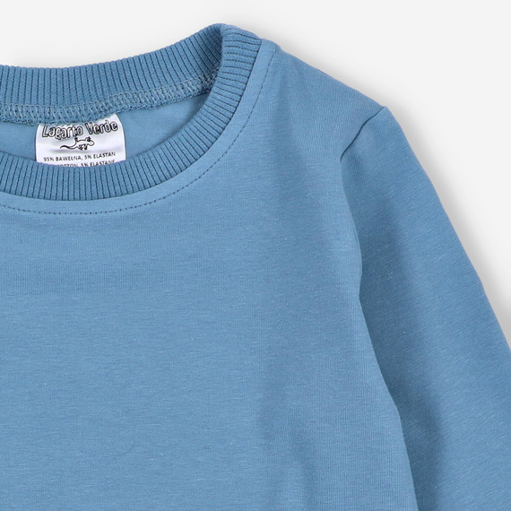 KAR-1022 Блуза с дълъг ръкав Lagarto Verde за момче, синя - памук с еластан, полско производство