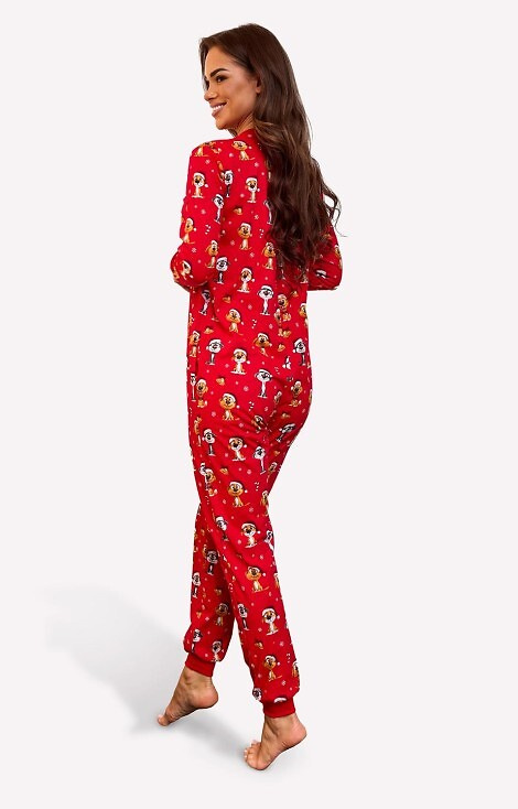 786/473 Дамски гащеризон Dog 3 Cornette – червен, коледен, памучен