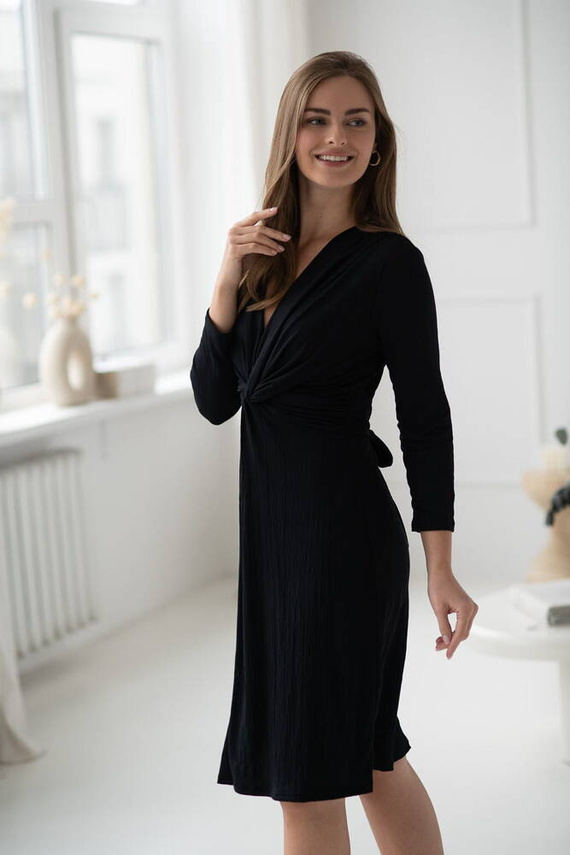 Loop рокля за бременни и кърмачки, 7/8 ръкав, Milk&Love, черна