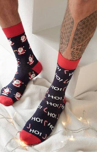 1290-020 Мъжки коледни чорапи Milena - 01 тъмно сини