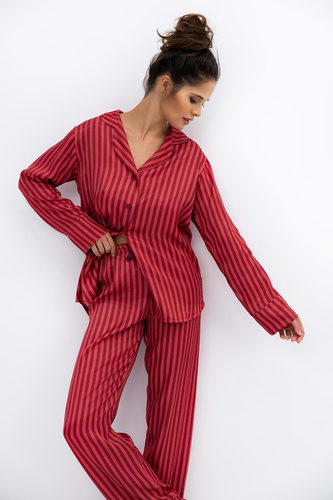 Дамска пижама Rosemary Sensis - вискоза, с цип, на райета