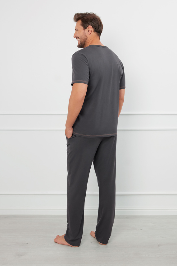 Salomon Мъжка пижама с къс ръкав и дълъг панталон Италианска мода - графит/мед