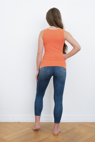 Риза Ibiza Дамски широки презрамки Италианска мода - оранжева