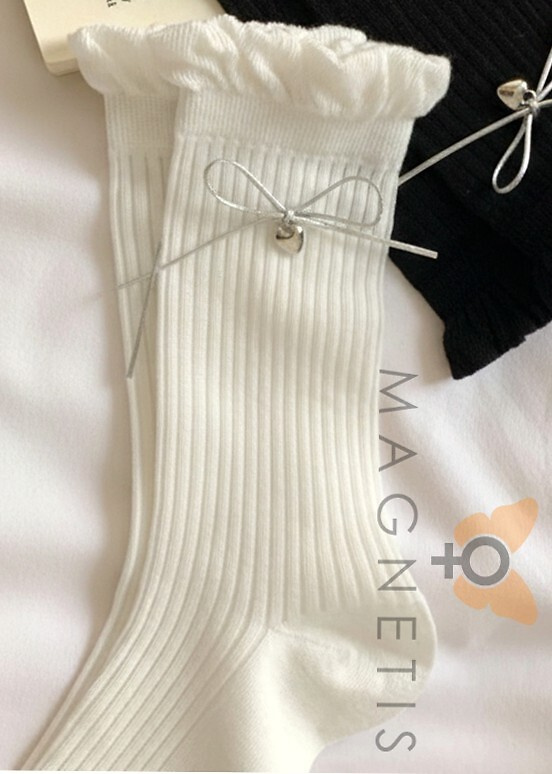 Дамски чорапи Magnetis CC-251103 памук рипс бантик комфорт white