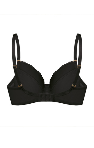 Сутиен Full Cup Petra Mefemi by Nipplex – черен, пълно покритие, дантелени чашки, памучна подплата, махащи се push-up подплънки, силна опора и комфорт