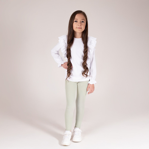 141525 Момичешки рипсен клин Nicol – памук с еластан, волан, маслина