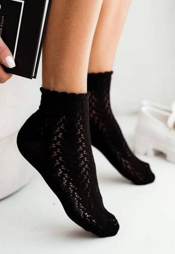 0989-001 Дамски ажурни чорапи Милена - черни
