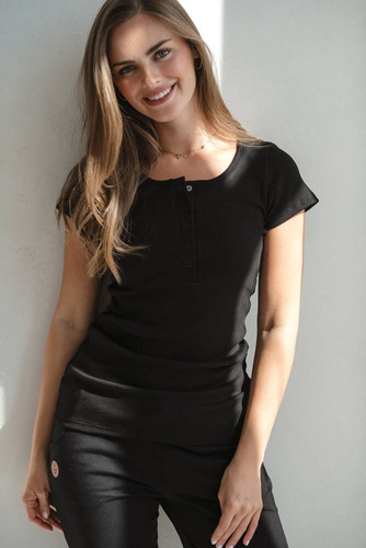 Блуза за бременни и кърмачки Tummy с къс ръкав Milk&Love черна