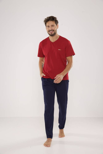 624 Kevin Forex Мъжка пижама - бордо - тъмносиньо