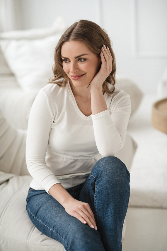 Milk&Love Milk Shirt блуза за бременни и кърмене 7/8 ръкав white