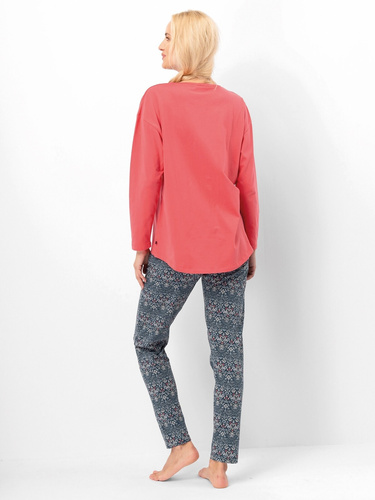 Дамска пижама Key LNS 703 корал – памук, дълъг ръкав, елегантна