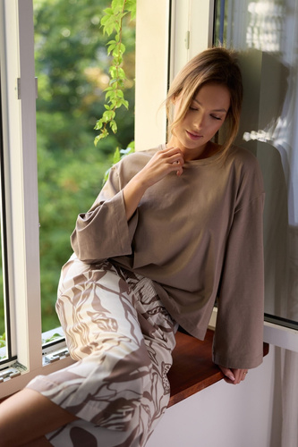 Дамска пижама Luna PS75 Mefemi by Nipplex – Памучна блуза и панталон 7/8 от вискоза | Премиум комфорт