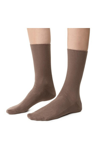 Дамски чорапи Steven 013, тъмнобежови - оребрени, без налягане, памучни, артикул 062
