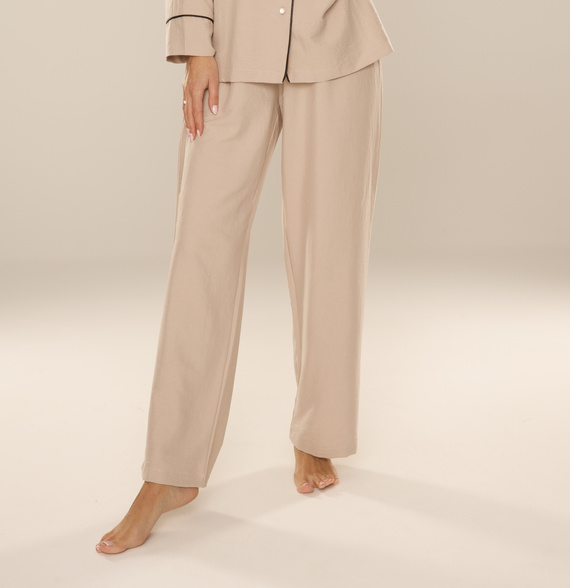 Maeve 875 De Lafense дамски панталон за пижама - дълъг, гладък, с джобове - пясъчен