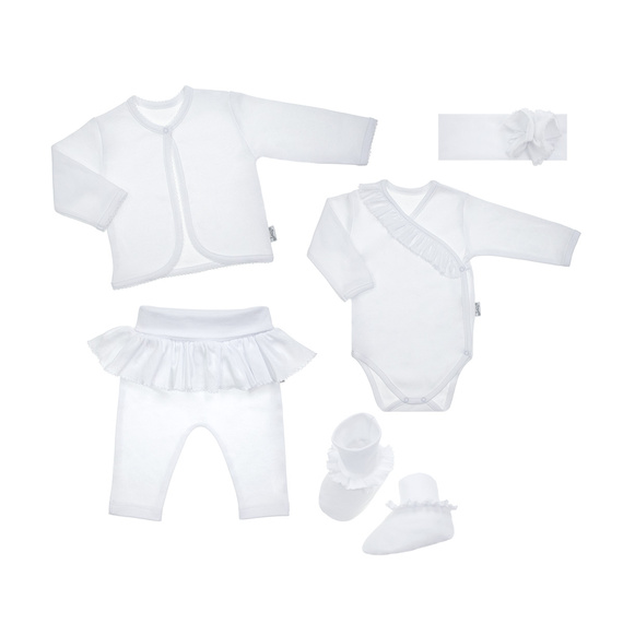 169061 Комплект за кръщене от 5 части Никол - бял