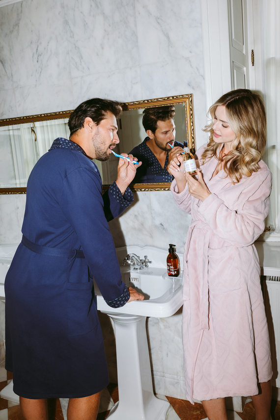 Мъжки халат Gerard - 100% памук, класическа кройка с елегантен завършек Италианска мода 