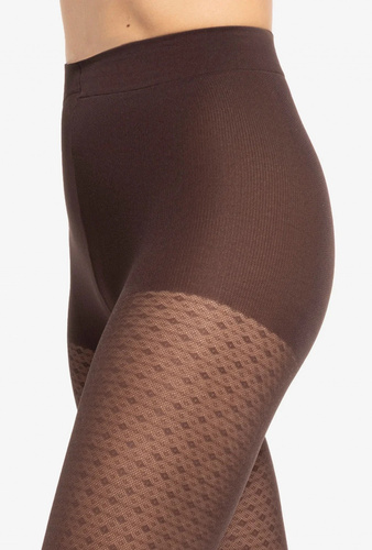 Gatta Wedel wz.03 Чорапогащник 40 den – геометричен десен, черен шоколад