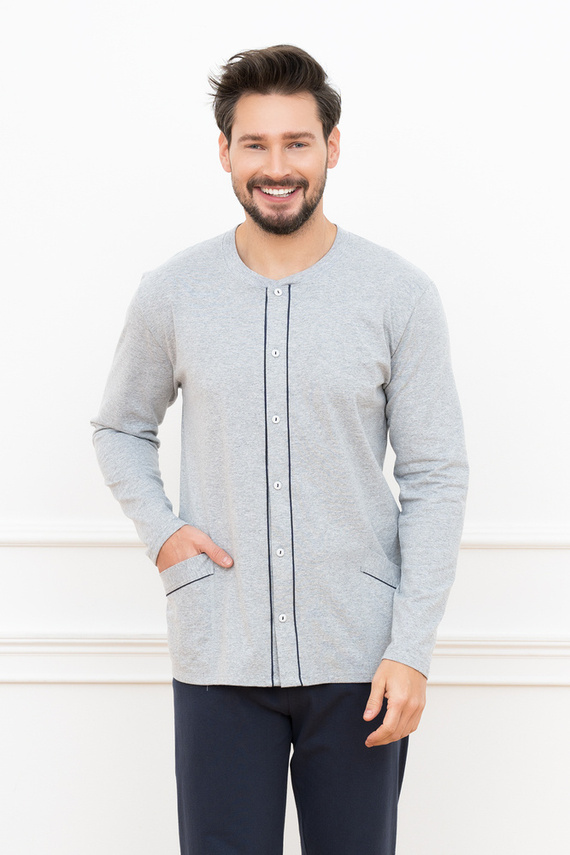 Alcest Мъжки дълъг ръкав и дълъг панталон Италианска мода - тъмно синьо