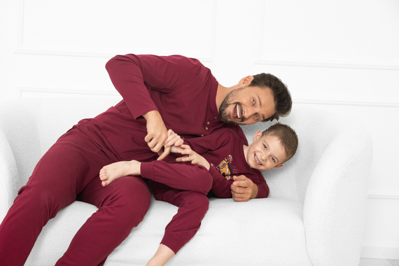 Мъжка пижама Gordo - класически памук, поло и панталон с джобове Италианска мода - бордо 