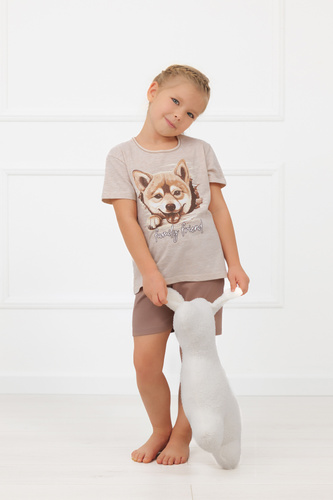 Детска пижама за момиче Shiba Italian Fashion 100% памук шорти