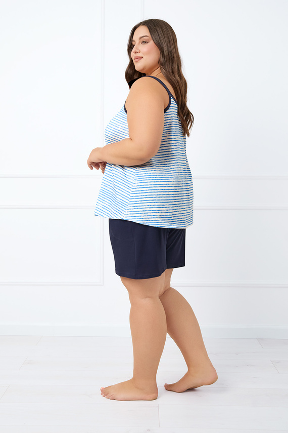 Flota Дамска пижама с тесни каишки, къси панталони Италианска мода - син/син принт