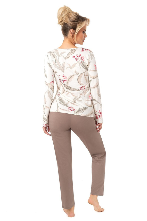 Дамска пижама Michelle Donna в бежово - вискоза, дълъг ръкав | Комфорт и елегантност през нощта