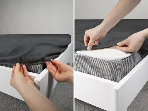 Микросатенен чаршаф с ластик Poly Detexpol гладък и удобен black