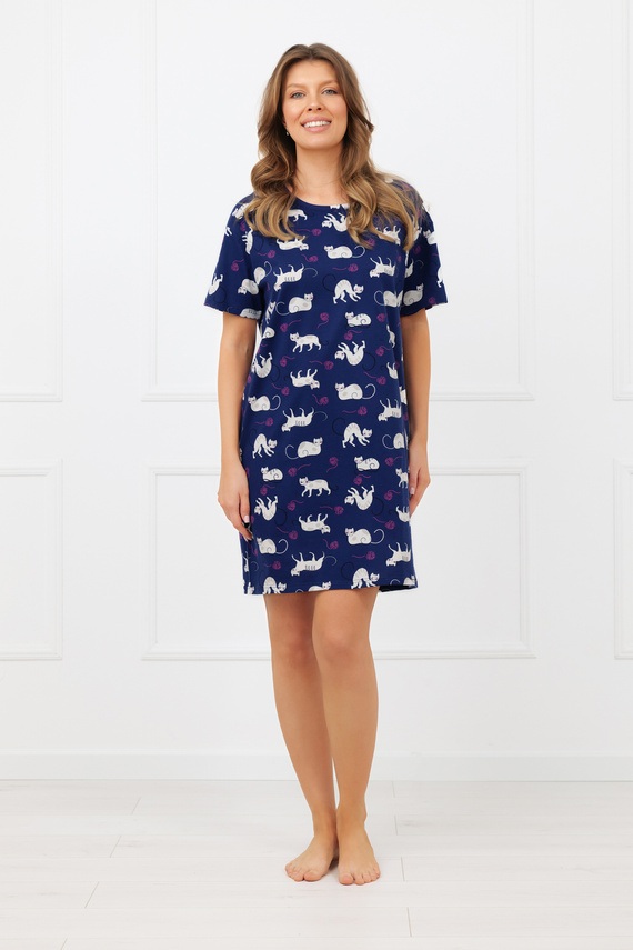 Нощница Mimi Italian Fashion 100% памук – дамска, къс ръкав